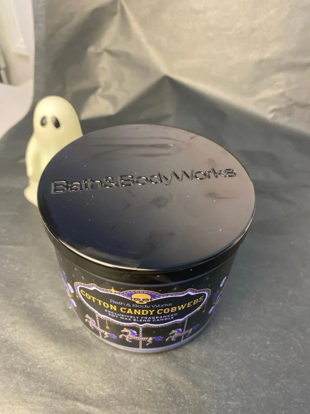 Halloween “Cotton Candy Cobwebs” Bath & Body Works New 3 Wick Candle